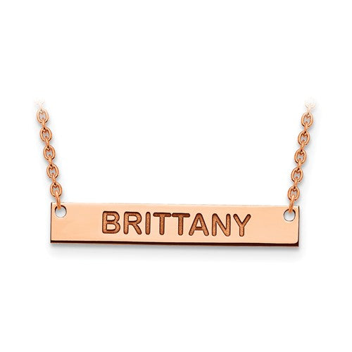 14k 10k Gold Sterling Silver Medium Block Name Bar Nameplate Necklace Personalized - BringJoyCollection