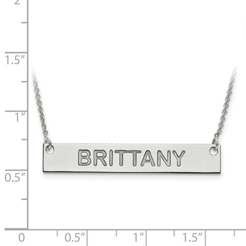 14k 10k Gold Sterling Silver Medium Block Name Bar Nameplate Necklace Personalized - BringJoyCollection