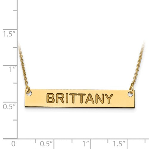 14k 10k gold sterling silver medium block name bar nameplate necklace personalized