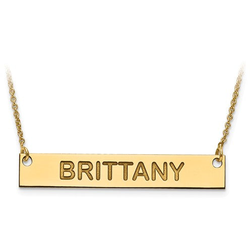 14k 10k gold sterling silver medium block name bar nameplate necklace personalized