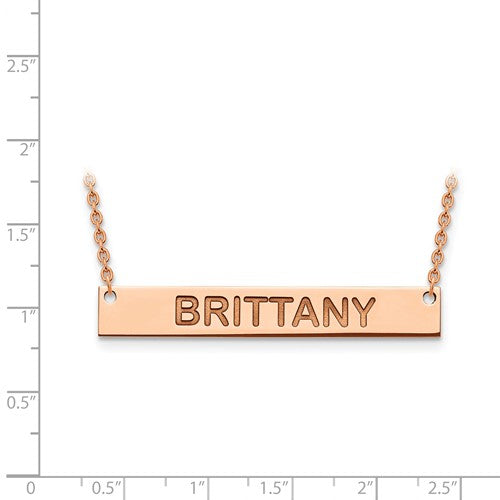 14k 10k Gold Sterling Silver Large Block Name Bar Nameplate Necklace Personalized - BringJoyCollection