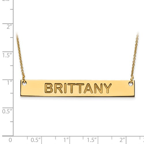 14k 10k Gold Sterling Silver Large Block Name Bar Nameplate Necklace Personalized - BringJoyCollection