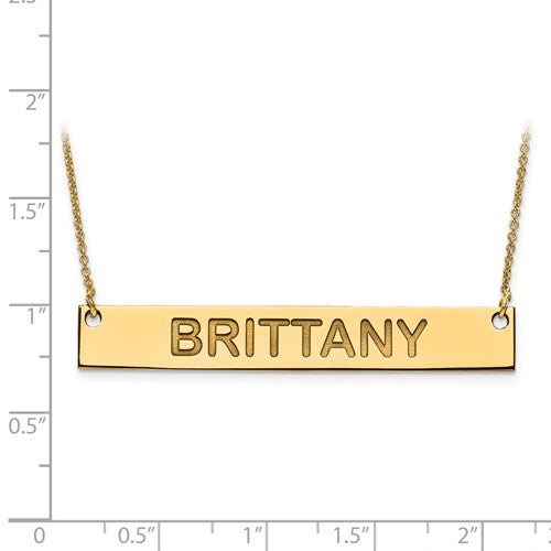 14k 10k gold sterling silver large block name bar nameplate necklace personalized
