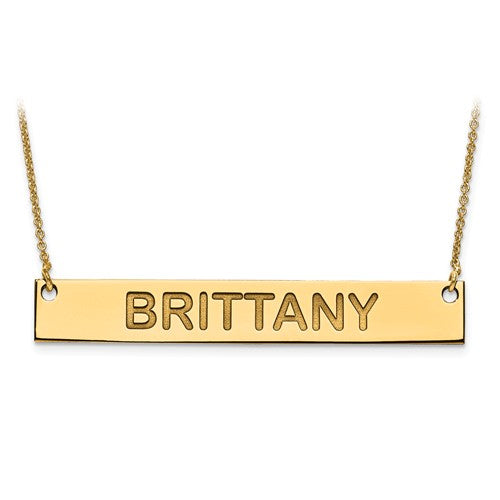 14k 10k gold sterling silver large block name bar nameplate necklace personalized