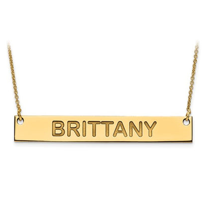 14k 10k gold sterling silver large block name bar nameplate necklace personalized