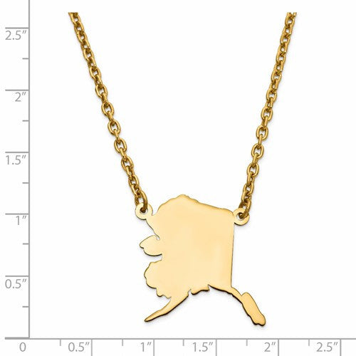 14K Gold or Sterling Silver Alaska AK State Necklace Personalized Monogram - BringJoyCollection