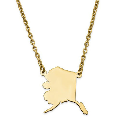 14k gold or sterling silver alaska ak state necklace personalized monogram