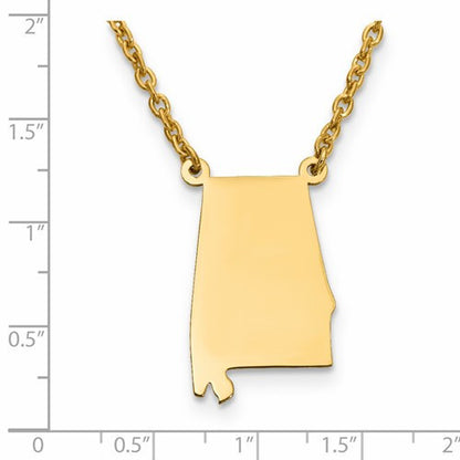 14k gold or sterling silver alabama  al state necklace personalized monogram