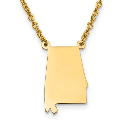 14k gold or sterling silver alabama  al state necklace personalized monogram