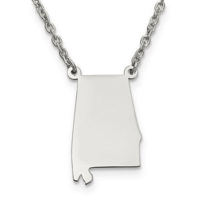 14k gold or sterling silver alabama  al state necklace personalized monogram