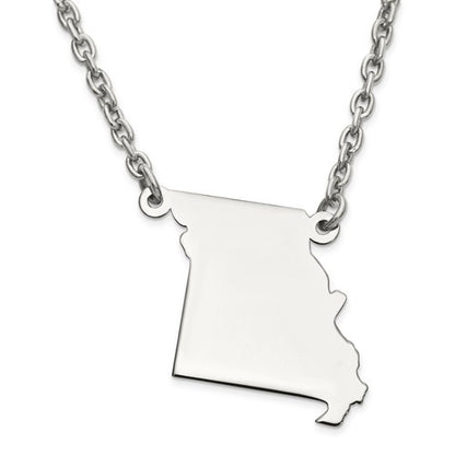14k gold or sterling silver missouri mo state name necklace personalized monogram