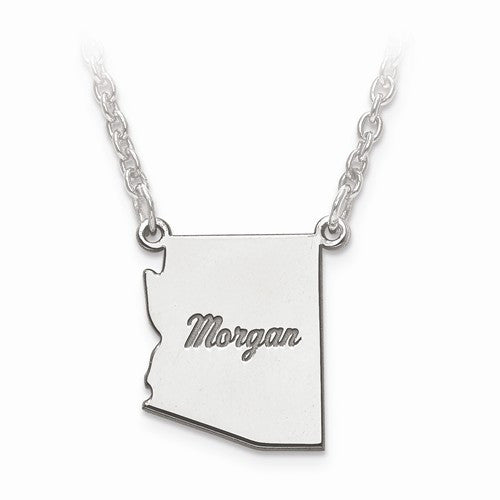 14k gold or sterling silver arizona az state necklace personalized monogram
