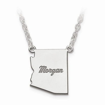 14k gold or sterling silver arizona az state necklace personalized monogram