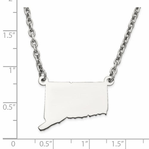 14k gold or sterling silver connecticut ct state necklace personalized monogram