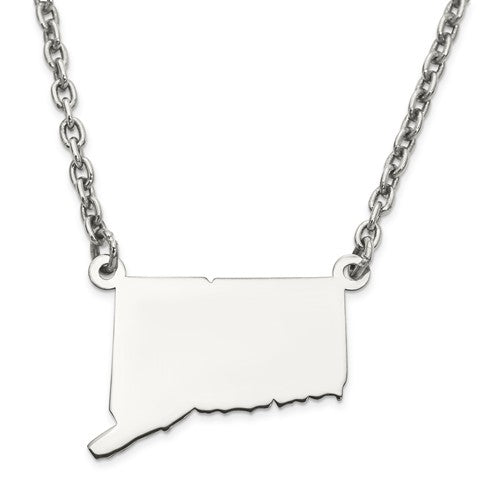 14k gold or sterling silver connecticut ct state necklace personalized monogram