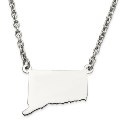14k gold or sterling silver connecticut ct state necklace personalized monogram