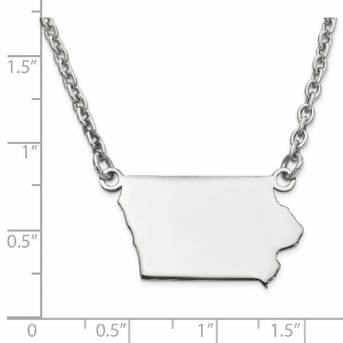 14k gold or sterling silver iowa ia state name necklace personalized monogram