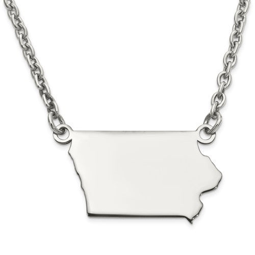 14k gold or sterling silver iowa ia state name necklace personalized monogram