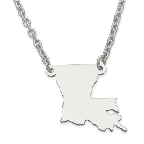 14k gold or sterling silver louisiana la state name necklace personalized monogram