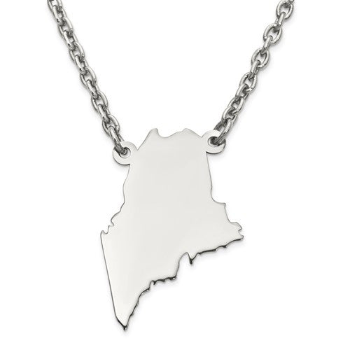 14k gold or sterling silver maine me state name necklace personalized monogram