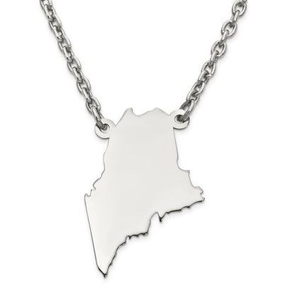 14k gold or sterling silver maine me state name necklace personalized monogram