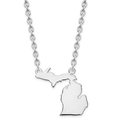 14k gold or sterling silver michigan mi state name necklace personalized monogram