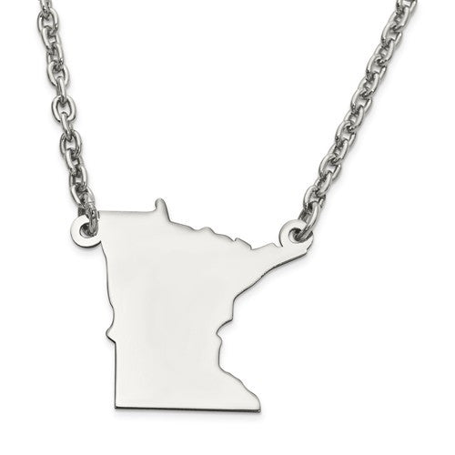 14k gold or sterling silver minnesota mn state name necklace personalized monogram