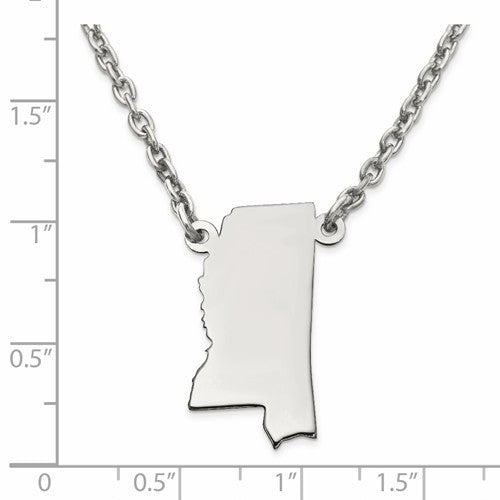 14k gold or sterling silver mississippi ms state name necklace personalized monogram