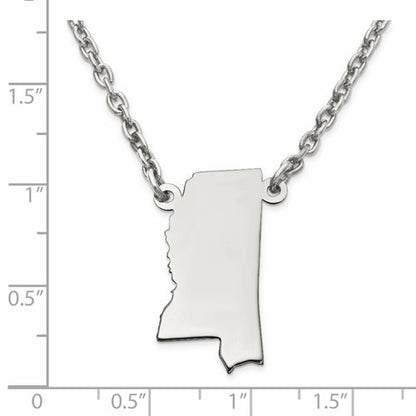 14k gold or sterling silver mississippi ms state name necklace personalized monogram