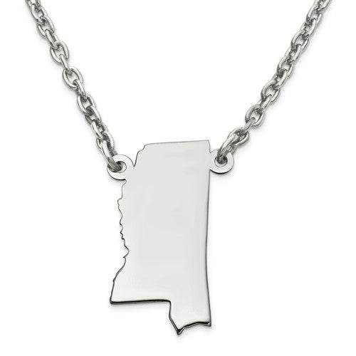 14k gold or sterling silver mississippi ms state name necklace personalized monogram