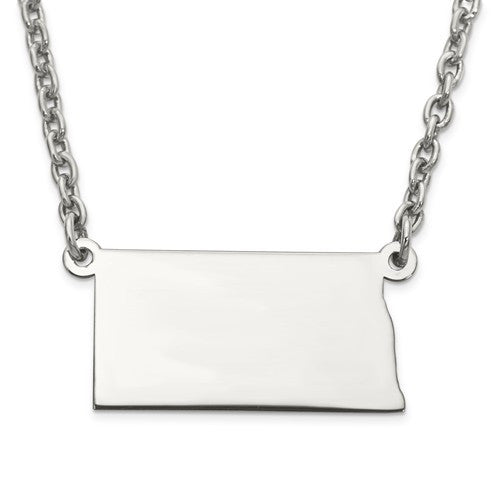 14k gold or sterling silver north dakota nd state name necklace personalized monogram