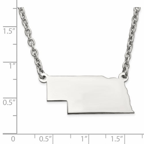 14k gold or sterling silver nebraska ne state name necklace personalized monogram