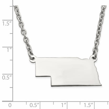 14k gold or sterling silver nebraska ne state name necklace personalized monogram
