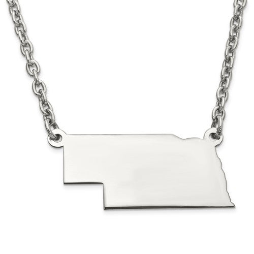 14k gold or sterling silver nebraska ne state name necklace personalized monogram