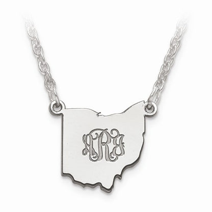 14k gold or sterling silver connecticut ct state necklace personalized monogram
