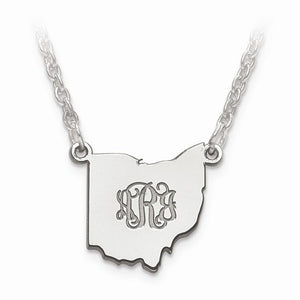 14K Gold or Sterling Silver Washington WA State Name Necklace Personalized Monogram - BringJoyCollection