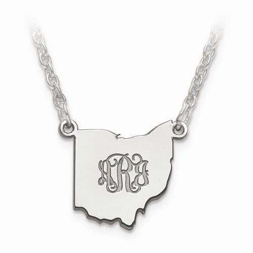 14k gold or sterling silver kansas ks state name necklace personalized monogram