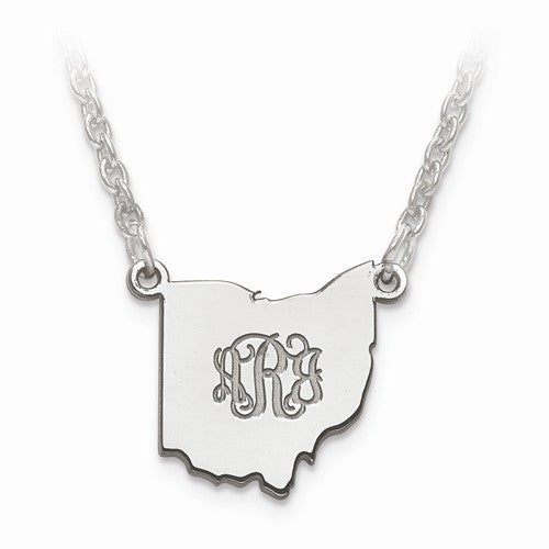 14K Gold or Sterling Silver Michigan MI State Name Necklace Personalized Monogram - BringJoyCollection