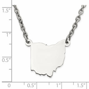14K Gold or Sterling Silver Ohio OH State Name Necklace Personalized Monogram - BringJoyCollection