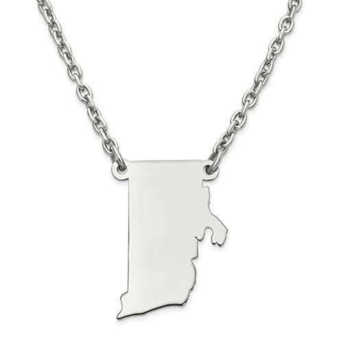 14k gold or sterling silver rhode island ri state name necklace personalized monogram