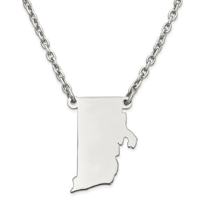 14k gold or sterling silver rhode island ri state name necklace personalized monogram
