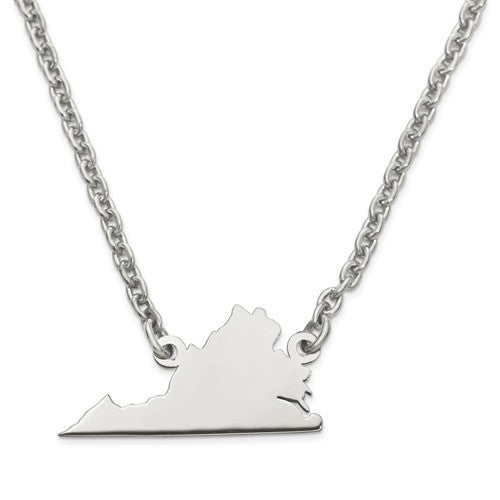 14k gold or sterling silver virginia va state name necklace personalized monogram