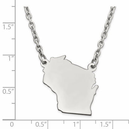 14k gold or sterling silver wisconsin wi state name necklace personalized monogram