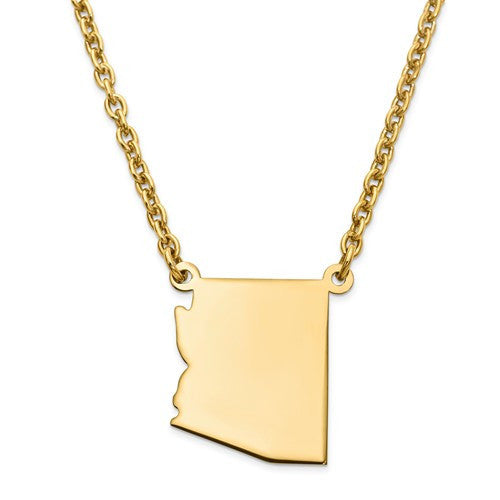 14k gold or sterling silver arizona az state necklace personalized monogram