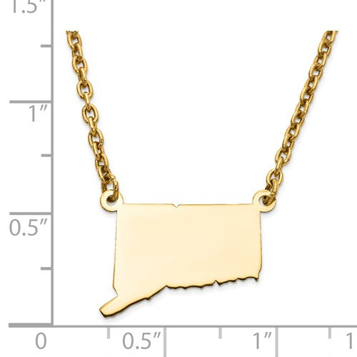 14k gold or sterling silver connecticut ct state necklace personalized monogram