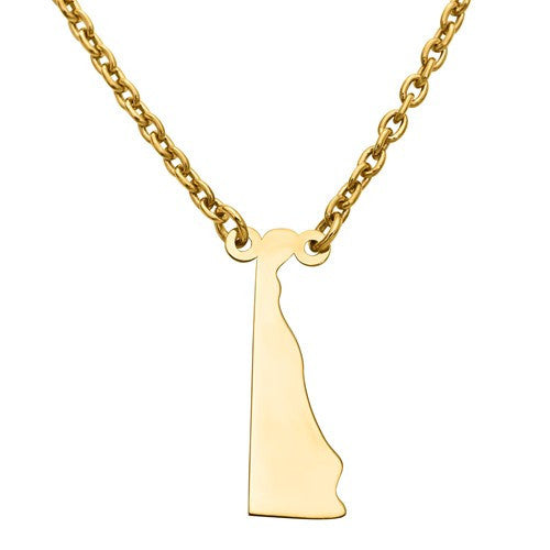 14K Gold or Sterling Silver Delaware DE State Necklace Personalized Monogram - BringJoyCollection