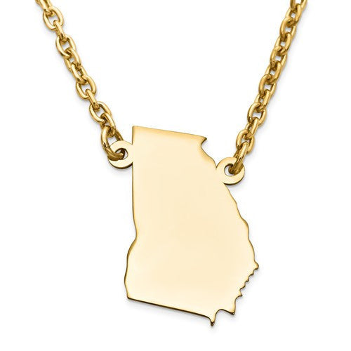 14k gold or sterling silver georgia ga state necklace personalized monogram