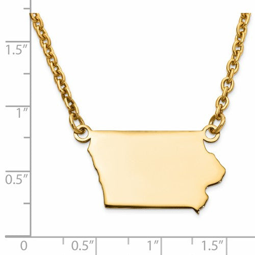 14K Gold or Sterling Silver Iowa IA State Name Necklace Personalized Monogram - BringJoyCollection