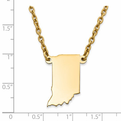 14k gold or sterling silver indiana in state name necklace personalized monogram