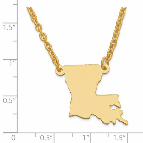 14k gold or sterling silver louisiana la state name necklace personalized monogram